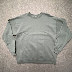 Hanes Ecosmart Crewneck Sweatshirt L Sage Green Pullover Long Sleeve Cotton NWOT